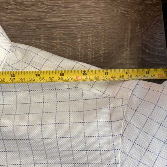 EUC Mens Cremieux Slim Fit White & Blue Prima Cotton Button Down Size 16/34 - Picture 6 of 8